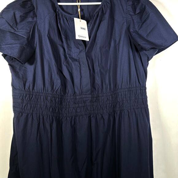 New Quince Women's Navy Blue Tiered Maxi Dress 2X Plus Organic Cotton Poplin - Picture 9 of 11